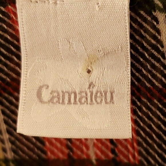 Camaieu Womens Red Plaid Sheer Blouse - Picture 5 of 5